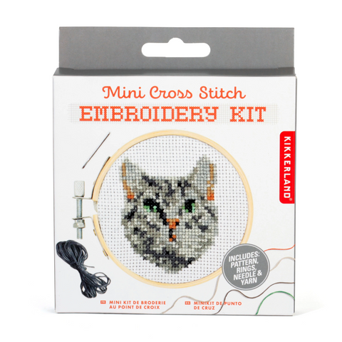 Tabby Cat Mini Cross Stitch Embroidery Kit