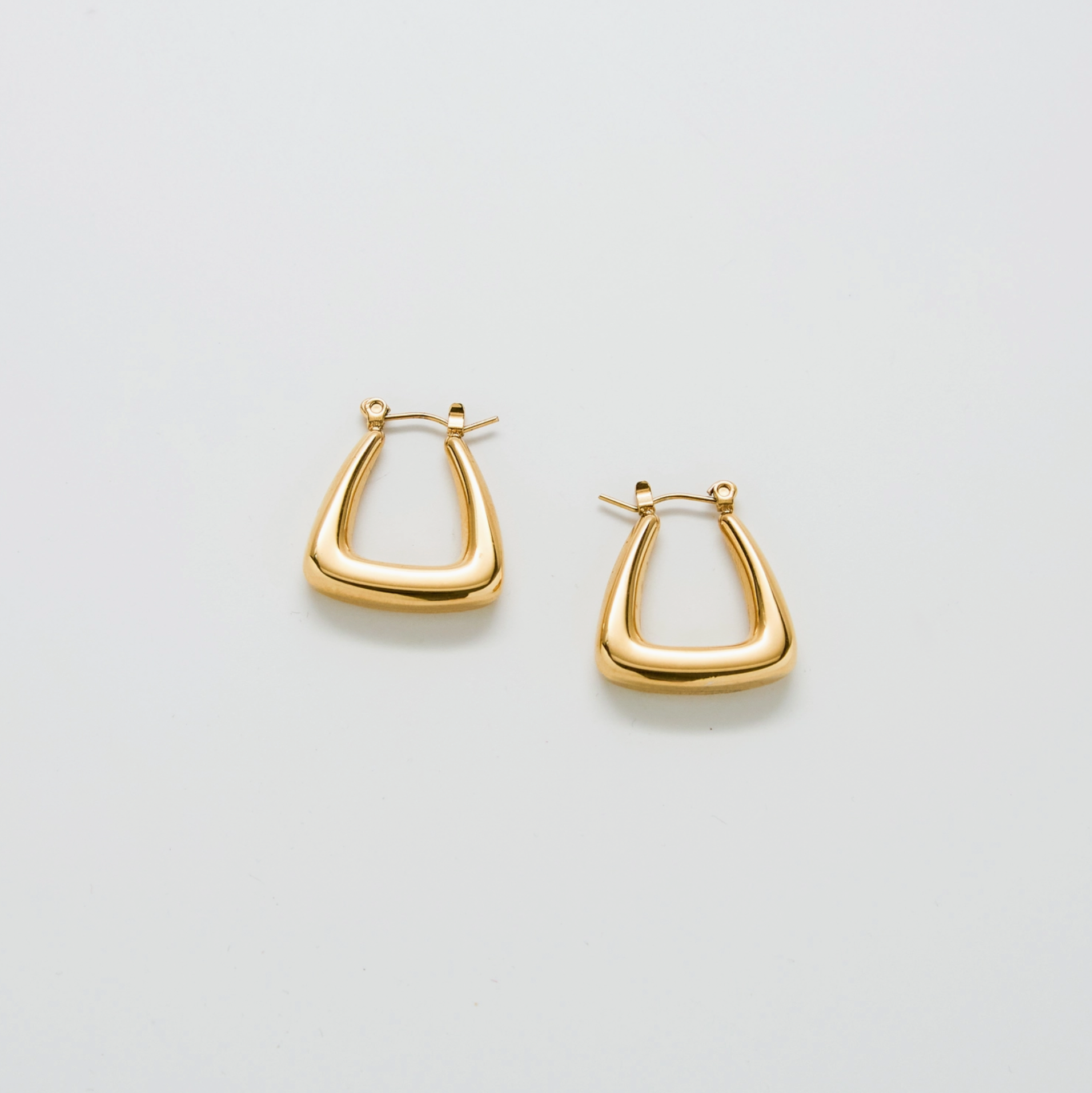 Gold Triangle Geometric Hoop Earrings