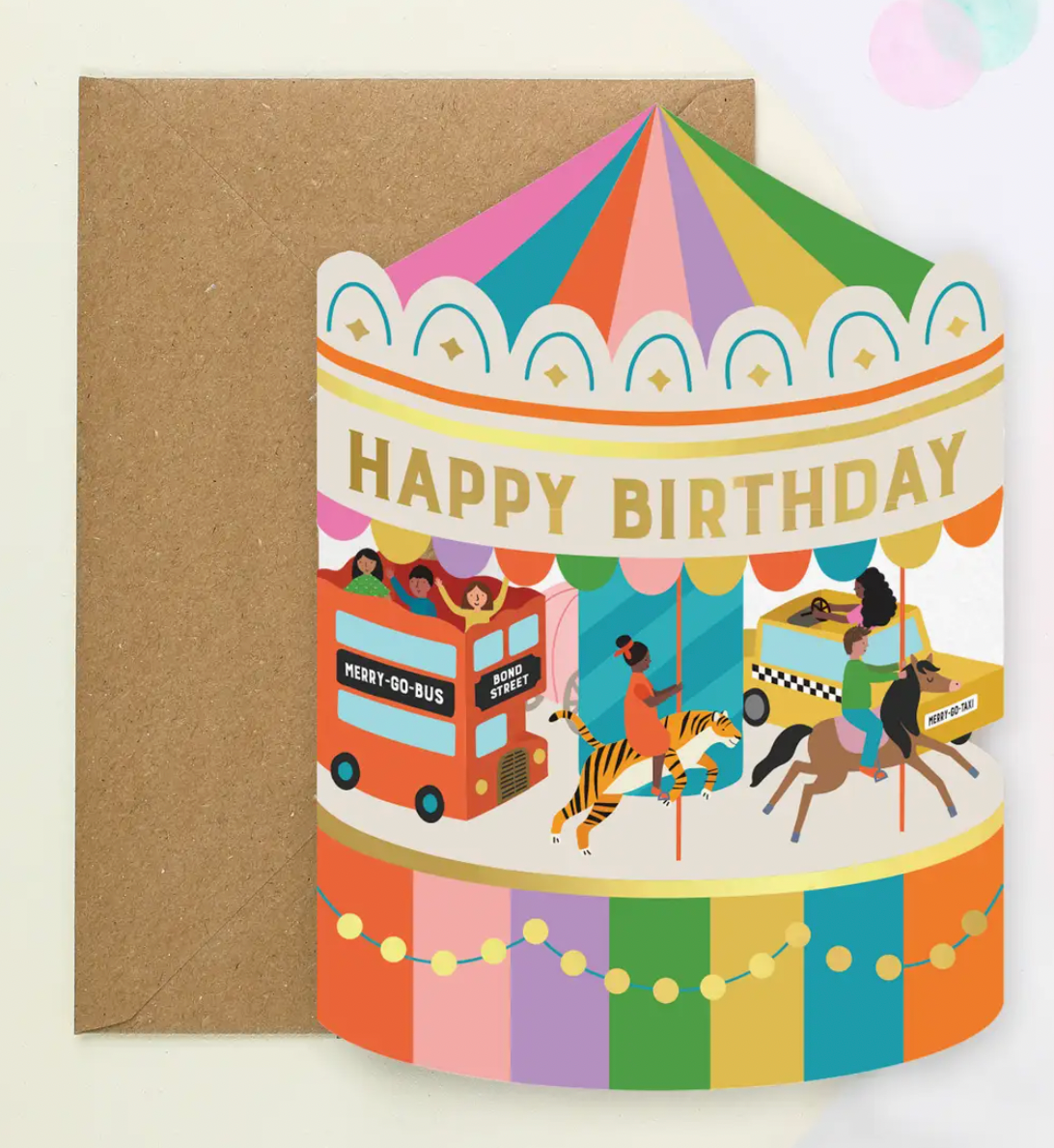 Fairground Carousel Birthday Card