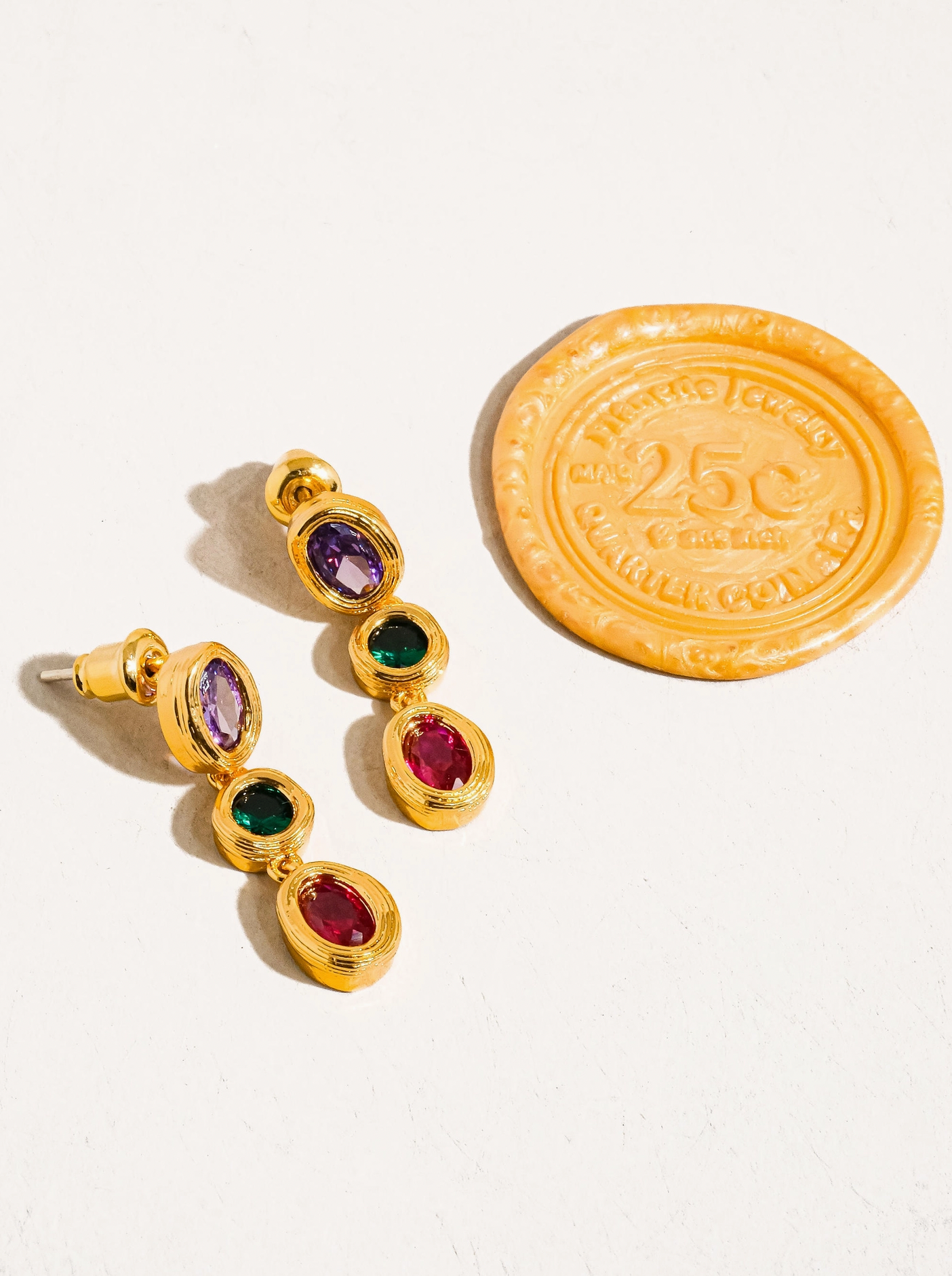 Brunwyn Gold Multi Colored Stone Drop Earrings - Stay Forever