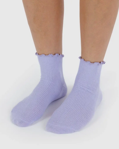 Lettuce Edge Sock Set of 2 Lavender & Red