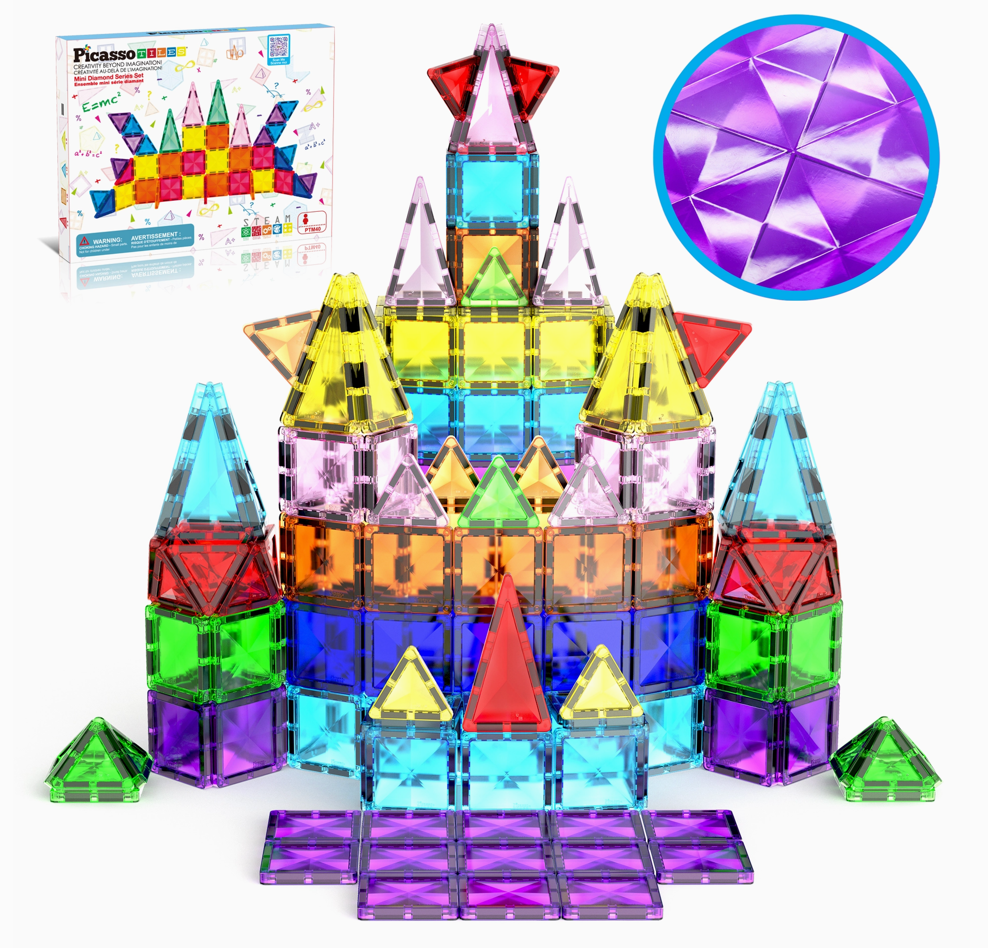 PicassoTiles 40pc Travel Size Magnetic Tile Building Set - Stay Forever