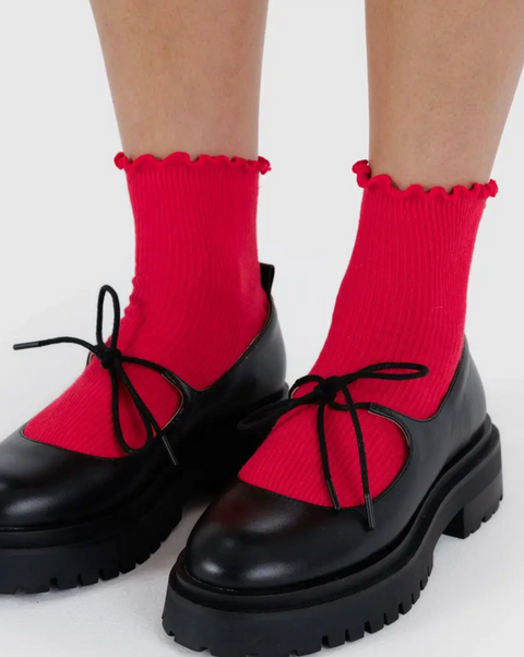 Lettuce Edge Sock Set of 2 Lavender & Red