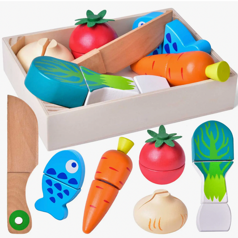 Wooden Pretend Cutting Play Food Set
