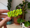 Lime Squiggle Hand Painted Clay Hair Clip