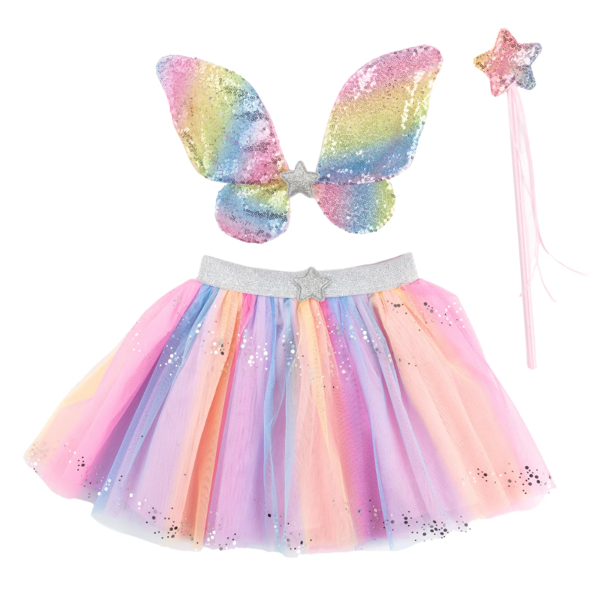 Rainbow Sequins Skirt With Wings & Wand, Size 4-6