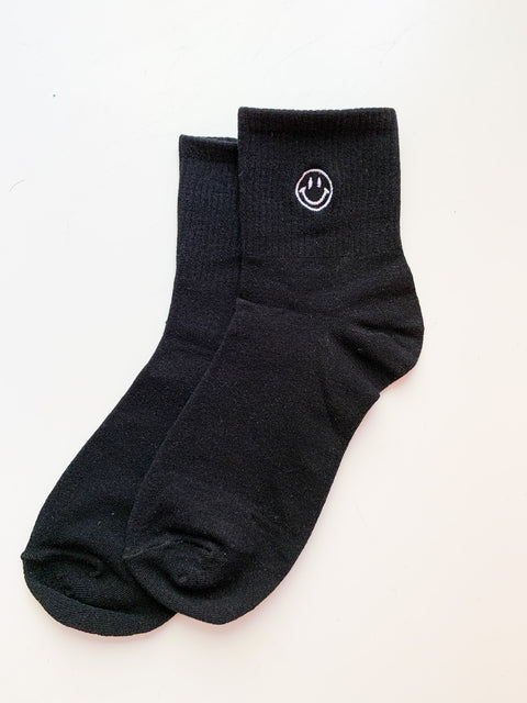 Stay Forever | Smiley Face Socks - Black