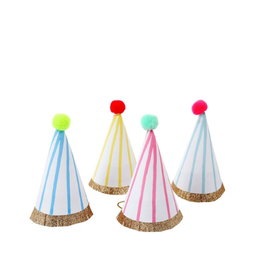 Stripe Pom Pom Mini Party Hats