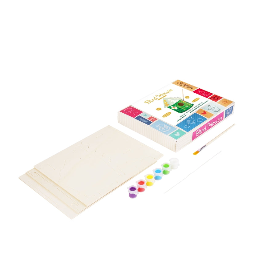 DIY 3D Wooden Birdhouse with Paint Kit (Green) - Stay Forever