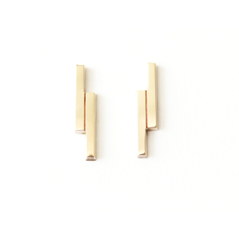 Double Bar Earrings - Full Pair Bronze