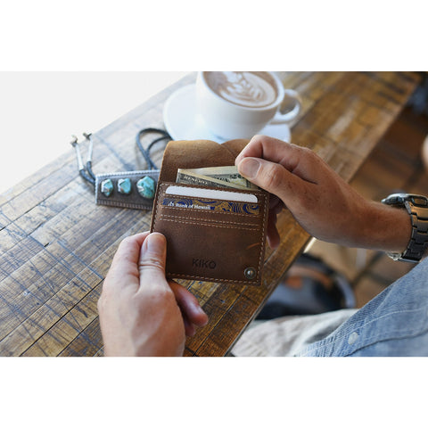 Wing Fold Leather Card Case