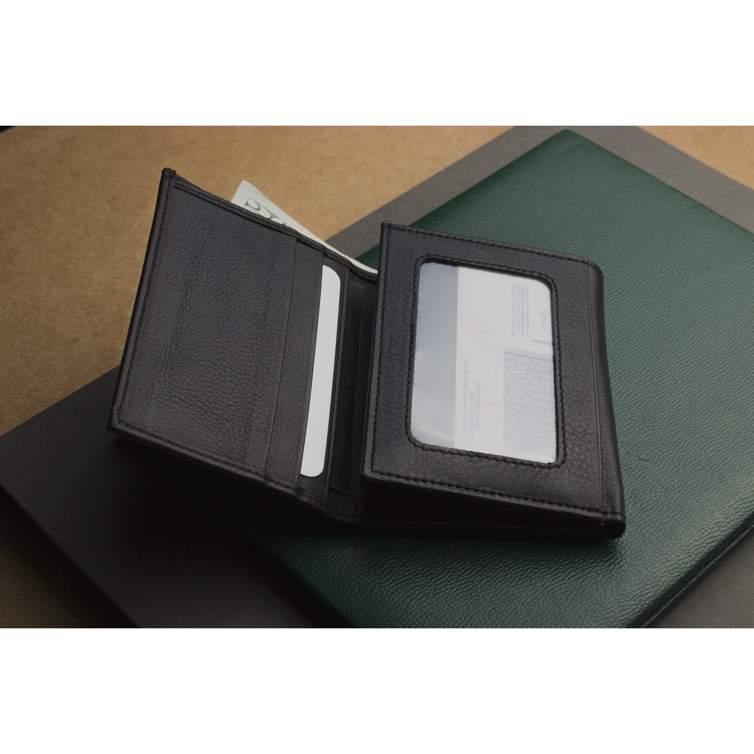 Black Trifold Leather Wallet