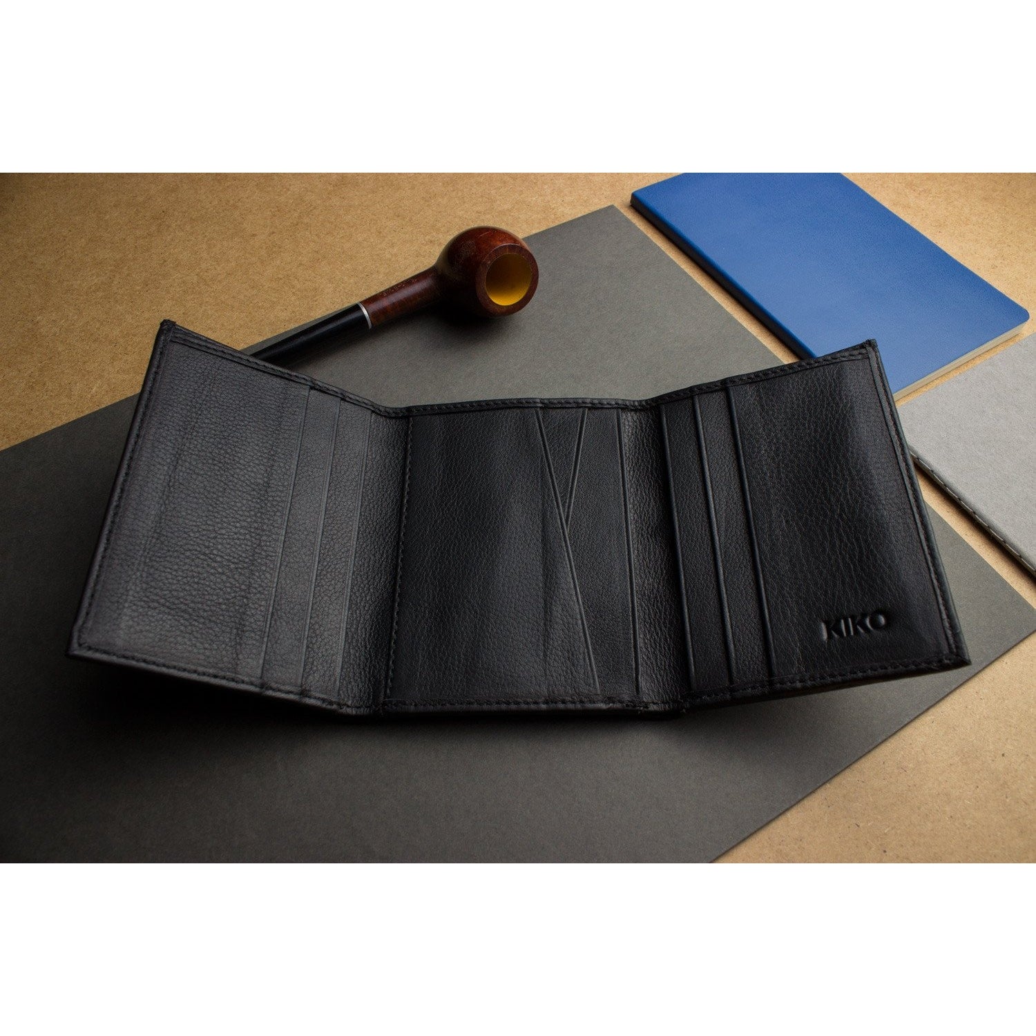 Black Trifold Leather Wallet