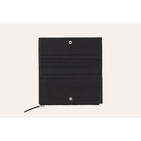 Black Leather Top Zip Wallet