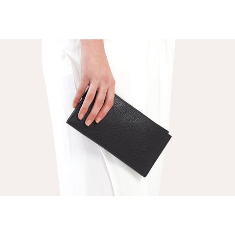 Black Leather Top Zip Wallet