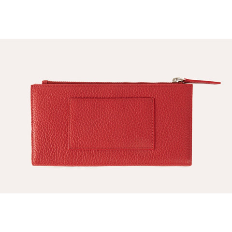 Red Leather Top Zip Wallet