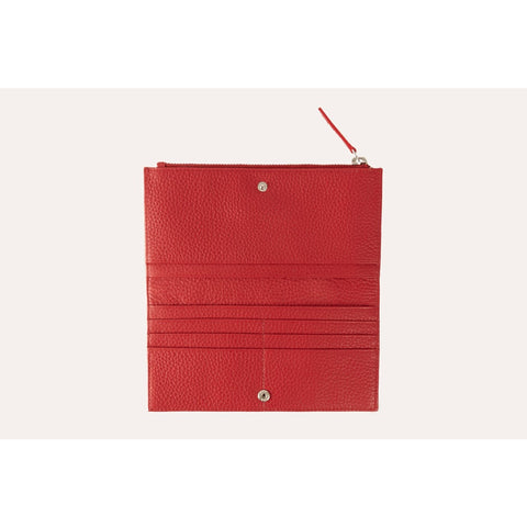 Red Leather Top Zip Wallet