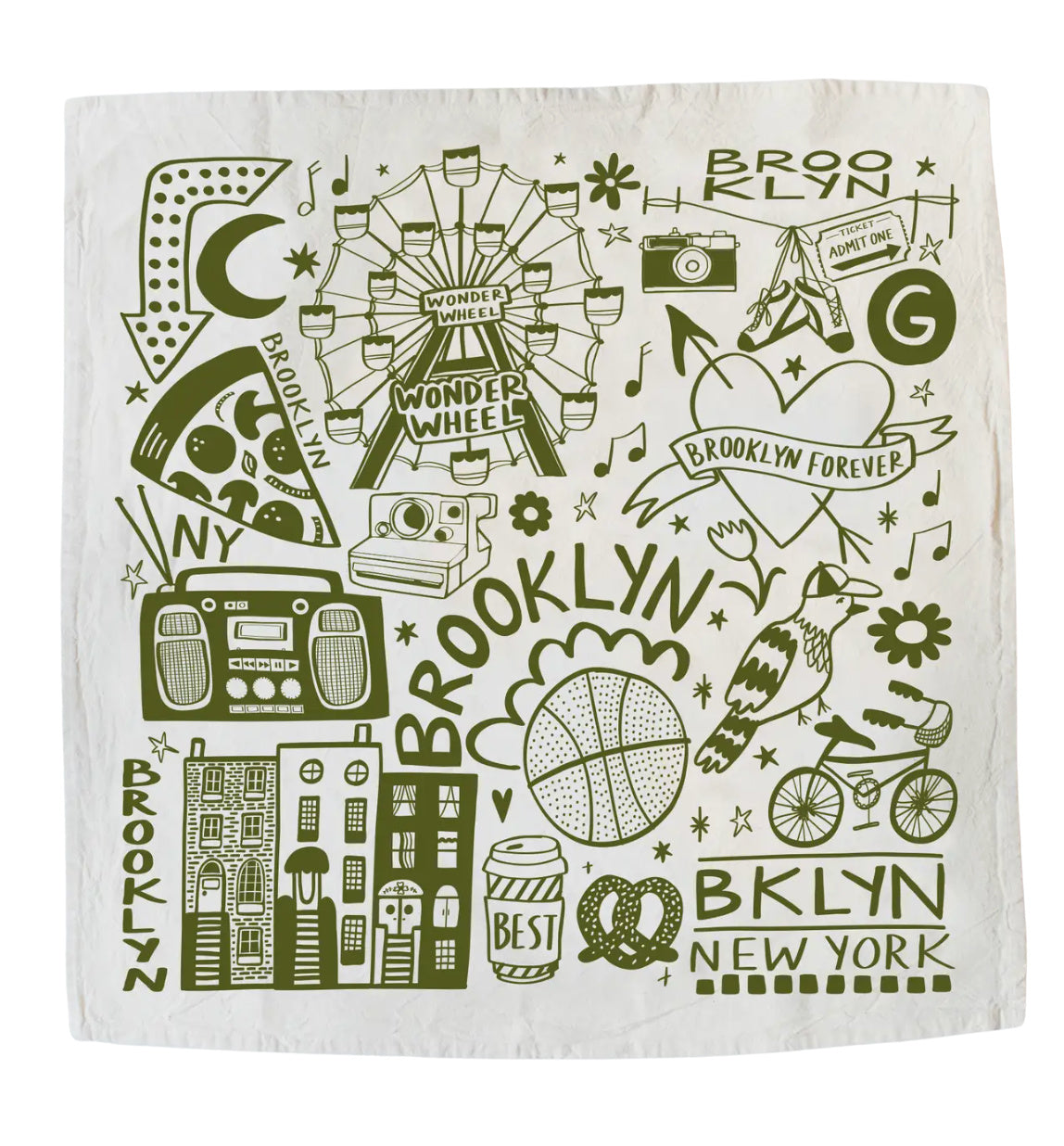 Brooklyn Forever Screen Printed Tea Towel