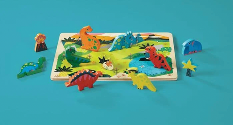 16 pc Wood Puzzle Dinosaur