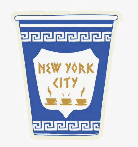 New York Greek Coffee Cup Vinyl Sticker