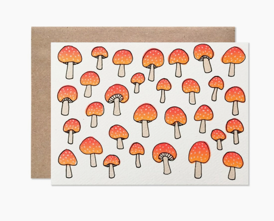 Neon Mushrooms Card Set Of 8