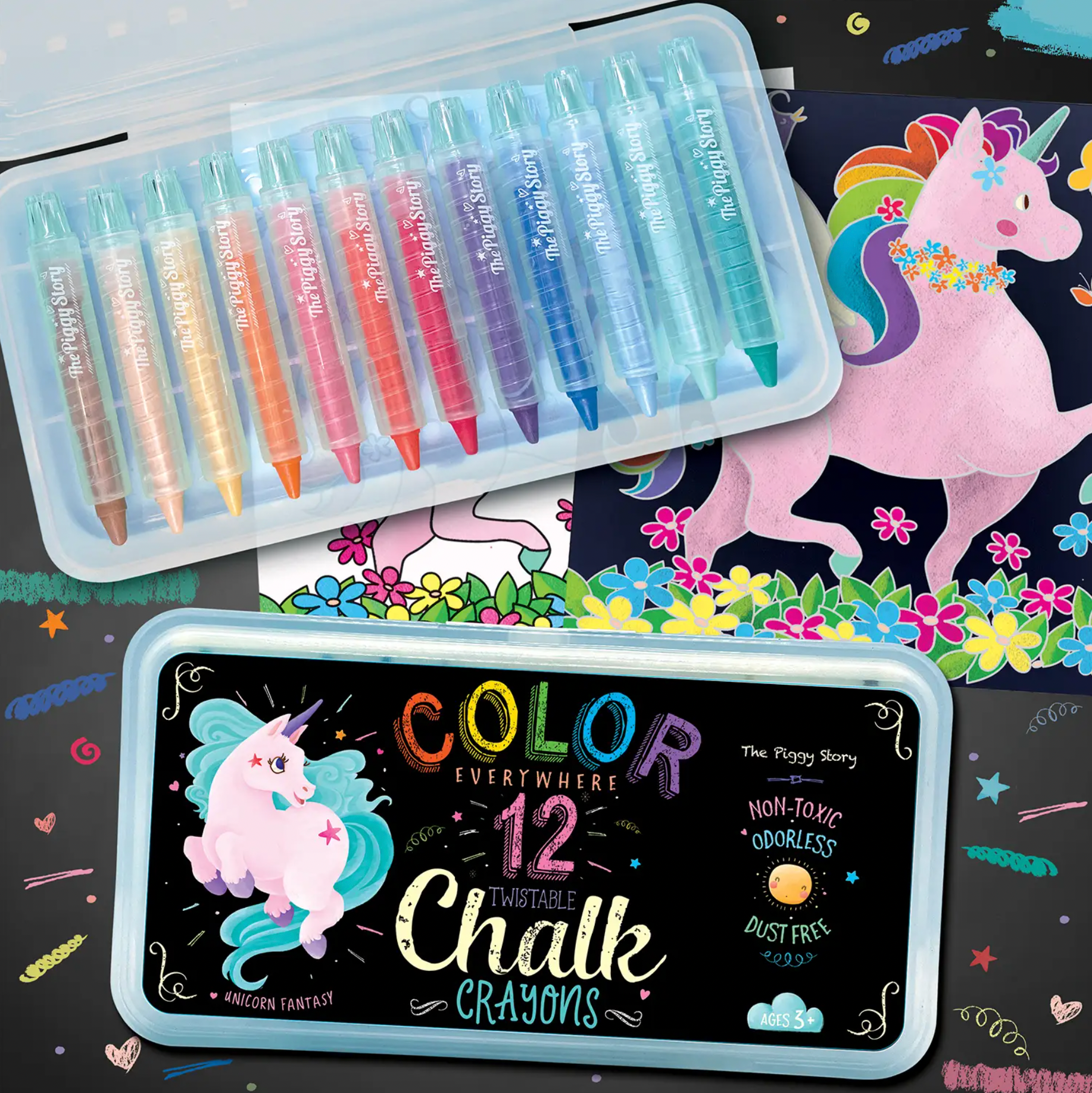 Dry Erase Twistable Chalk Crayons Unicorn Fantasy - Stay Forever