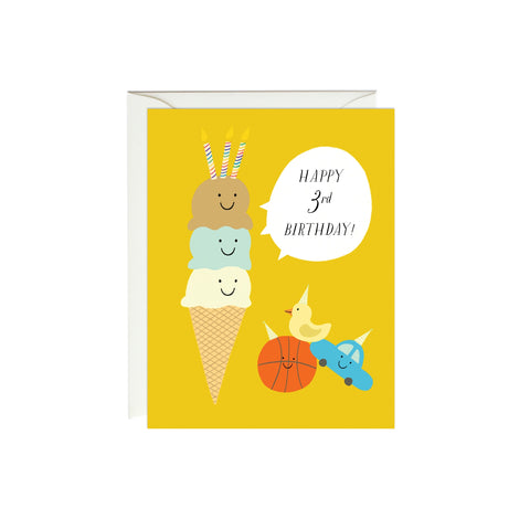 Third Birthday Ice Cream Card - 3rd Birthday