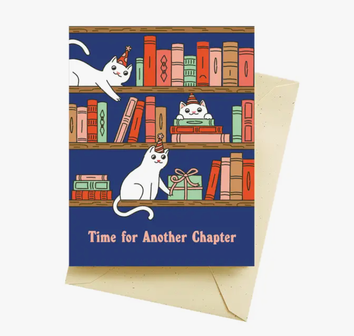 Bookshelf Cats Birthday Card
