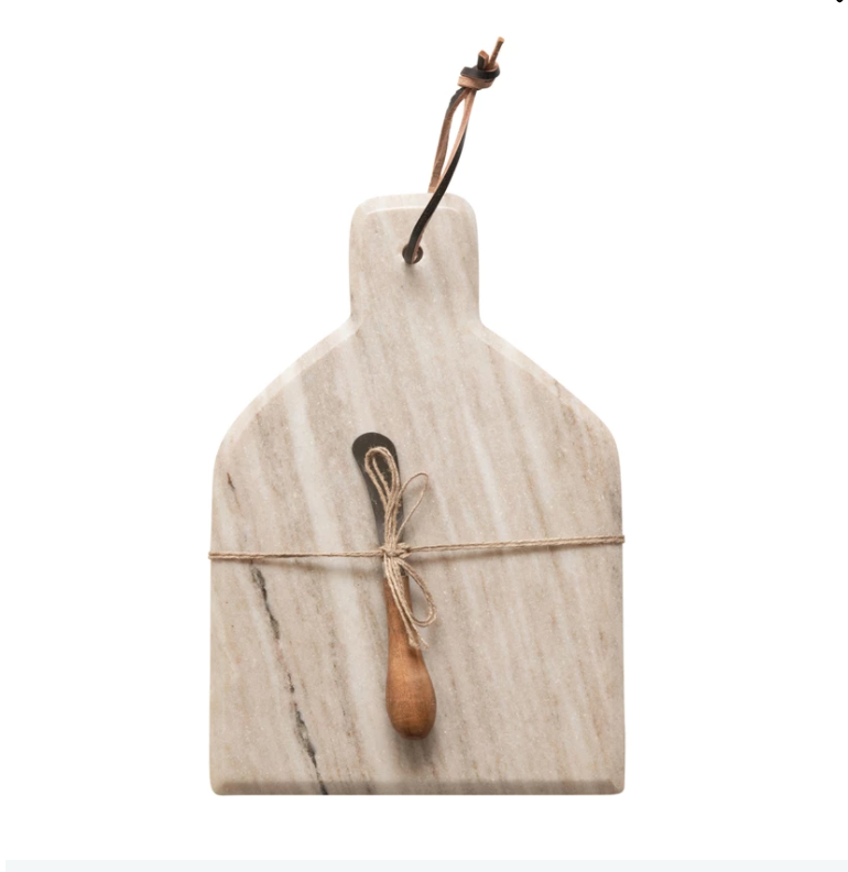 Cheese Knife + Marble Cutting Board