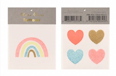Rainbow & Hearts Small Tattoos