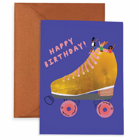 Golden Skater Birthday Card