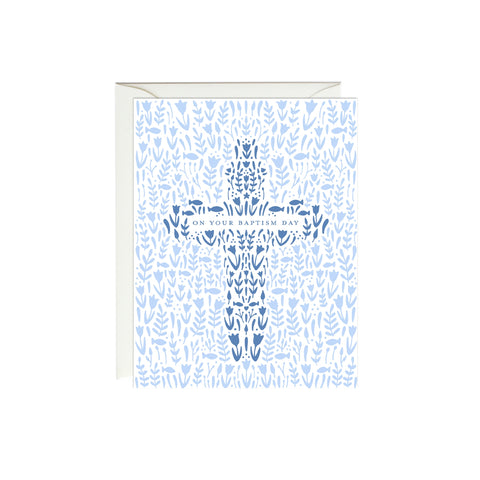 Floral Baptism Cross Card