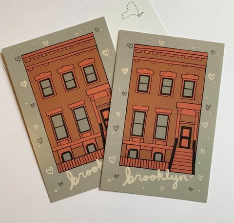 Brooklyn Brownstown Postcard