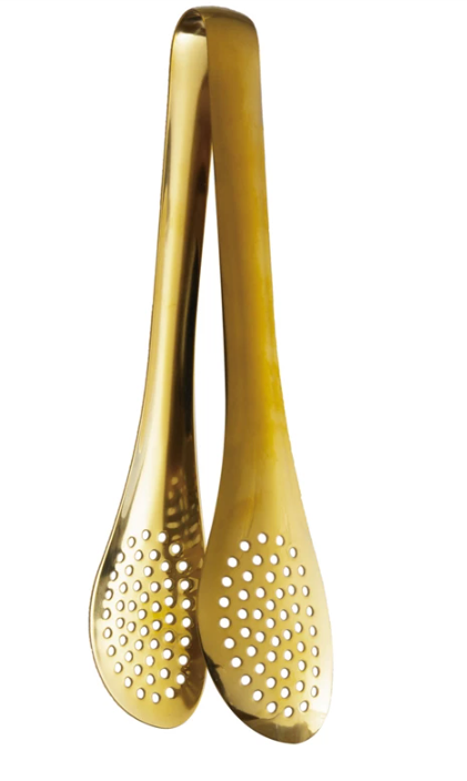 Stainless Steel Slotted Tongs - Gold
