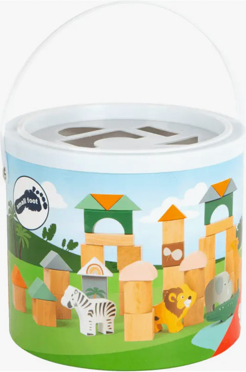 Small Foot Pastel Building Blocks Safari Theme 50 Piece Playset