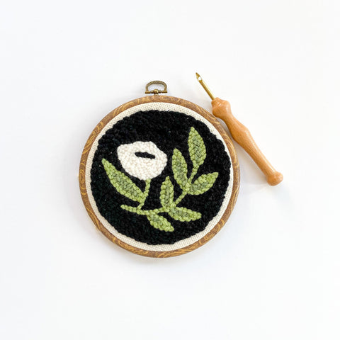 Black Floral Begin To Punch Needle Kit