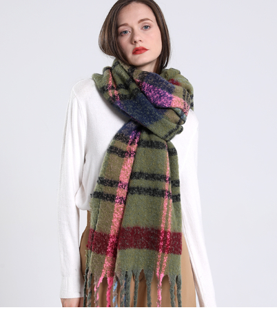 Fuzzy Plaid Blanket Scarf