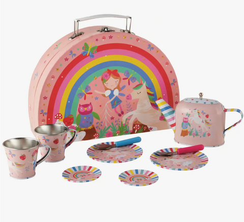 Rainbow Fairy Tin Tea Set is Semi Circle Foiled Case