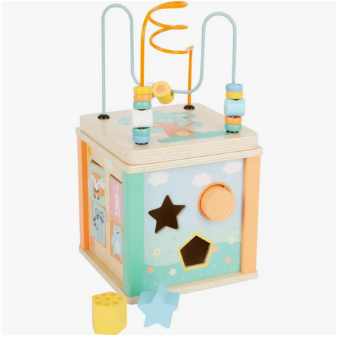 Small Foot Wooden Toys Pastel Motor Skills 5-in-1 Activity Cube