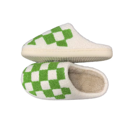 Green Checker Slippers