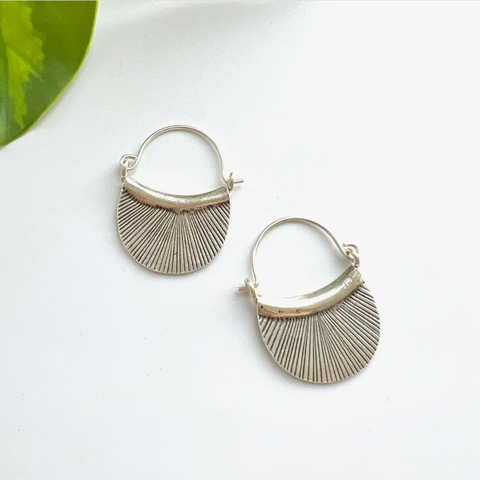 Small Hill Tribe Sterling Silver Etched Petal Earring