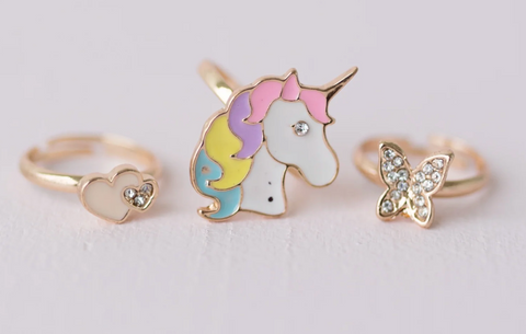 Boutique Butterfly & Unicorn Ring Set