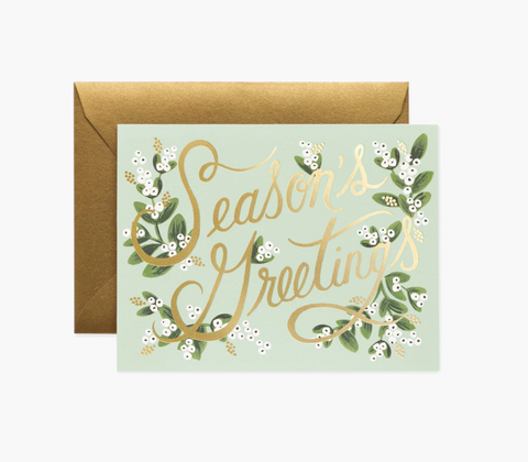 Mistletoe Season's Greetings Card - Set of 8