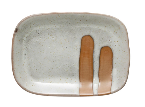 Stoneware Plate - Rust Stripes