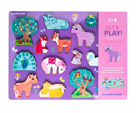 16 pc  Wood Puzzle Unicorn Garden