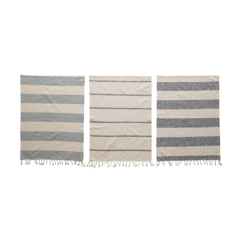 Indigo Striped Tea Towels (Set of 3)