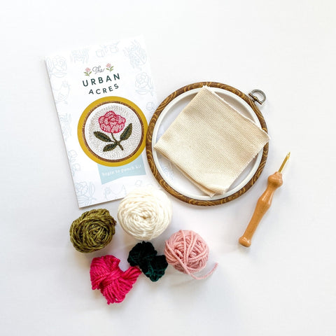 Pink Peony Begin to Punch Needle Kit