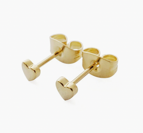 Gold Mini Heart Stud Earrings