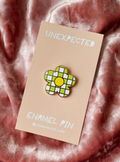 Checkered Flower Enamel Pin