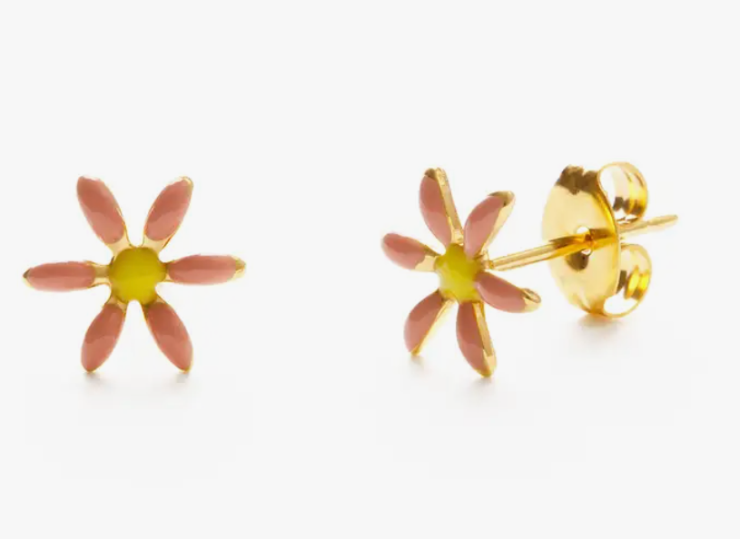 Pink Daisy Stud Earrings